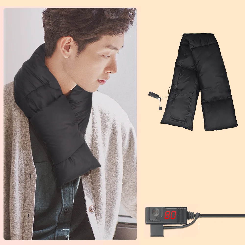 5V 10000mAh Power Bank Powered Adjustable USB Charging Winter Warm Heated Scarf For Men And Women
