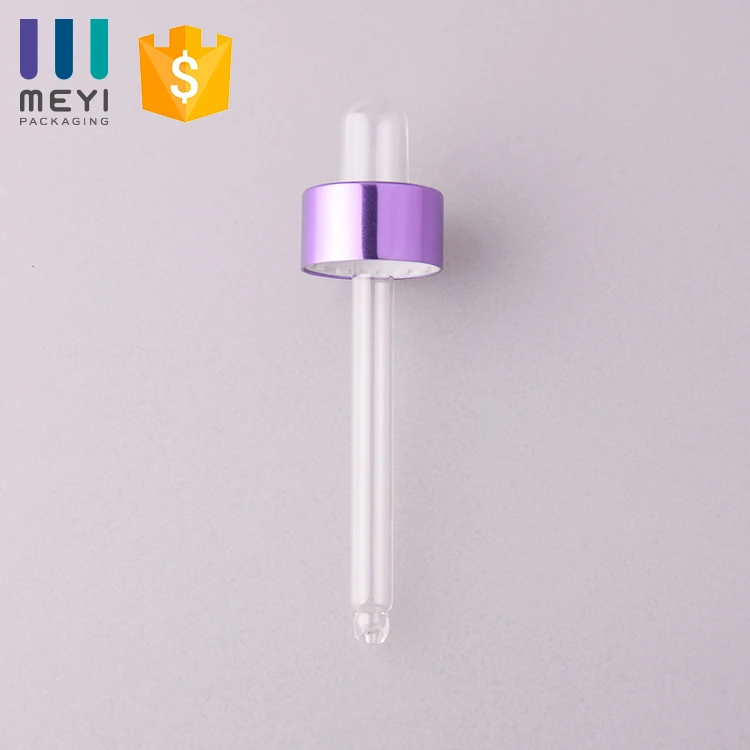 Purple color aluminum closure Glass dropper cap with pipette 18mm 20mm