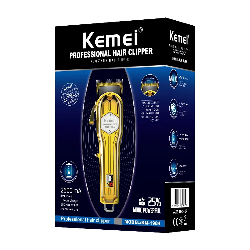 clipper kemei km 1984 New arrival lithium battery usb charging professional hair clippers for sale