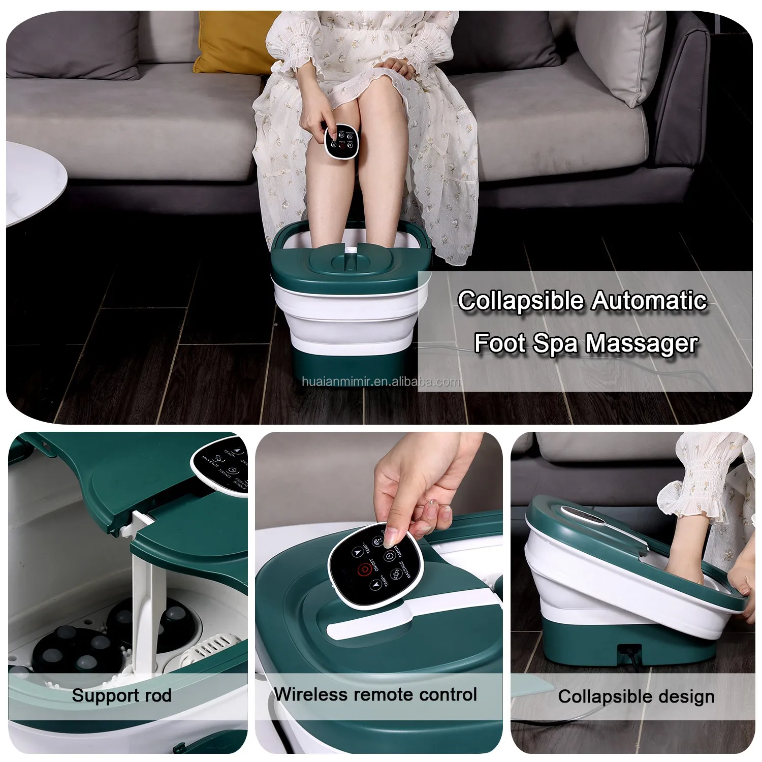 2024 New Design Collapsible Fold Electric Foot Spa Bath with Automatic Massage Rollers