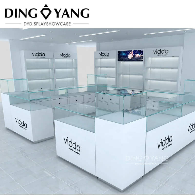 Custom Durable Jewelry Showcase , Fashionable Jewelry Showcase , Installed Led Lights and Enclosed Large Storage With Locks