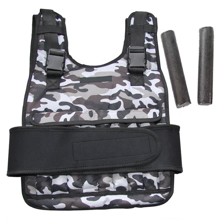 15kg adjustable iron bar vest round steel plate iron bar weight suit fitness running