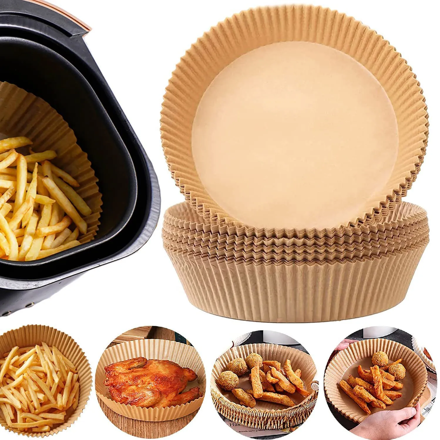 20CM 100Pcs/Set High Quality Disposable Air Fryer Paper Household Food Grade Non-stick Anti-high Temperature Baking Paper