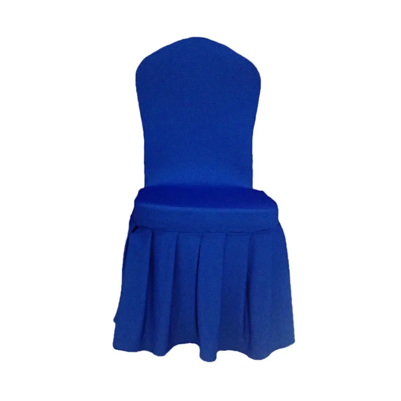 Simple solid white pink gold hotel banquet wedding decoration spandex stretch ruffled ruched chair covers outdoor for events