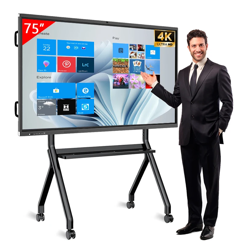 75 86 110 Inches Dual System Lcd Interactive Smart Class Whiteboard Price Interact Board For Teaching