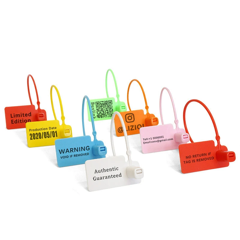 Custom Tag Buckle Shoe Bag Anti-counterfeit Anti-switch Disposable Clothes Return Certificate Anti-demolition Plastic Seal