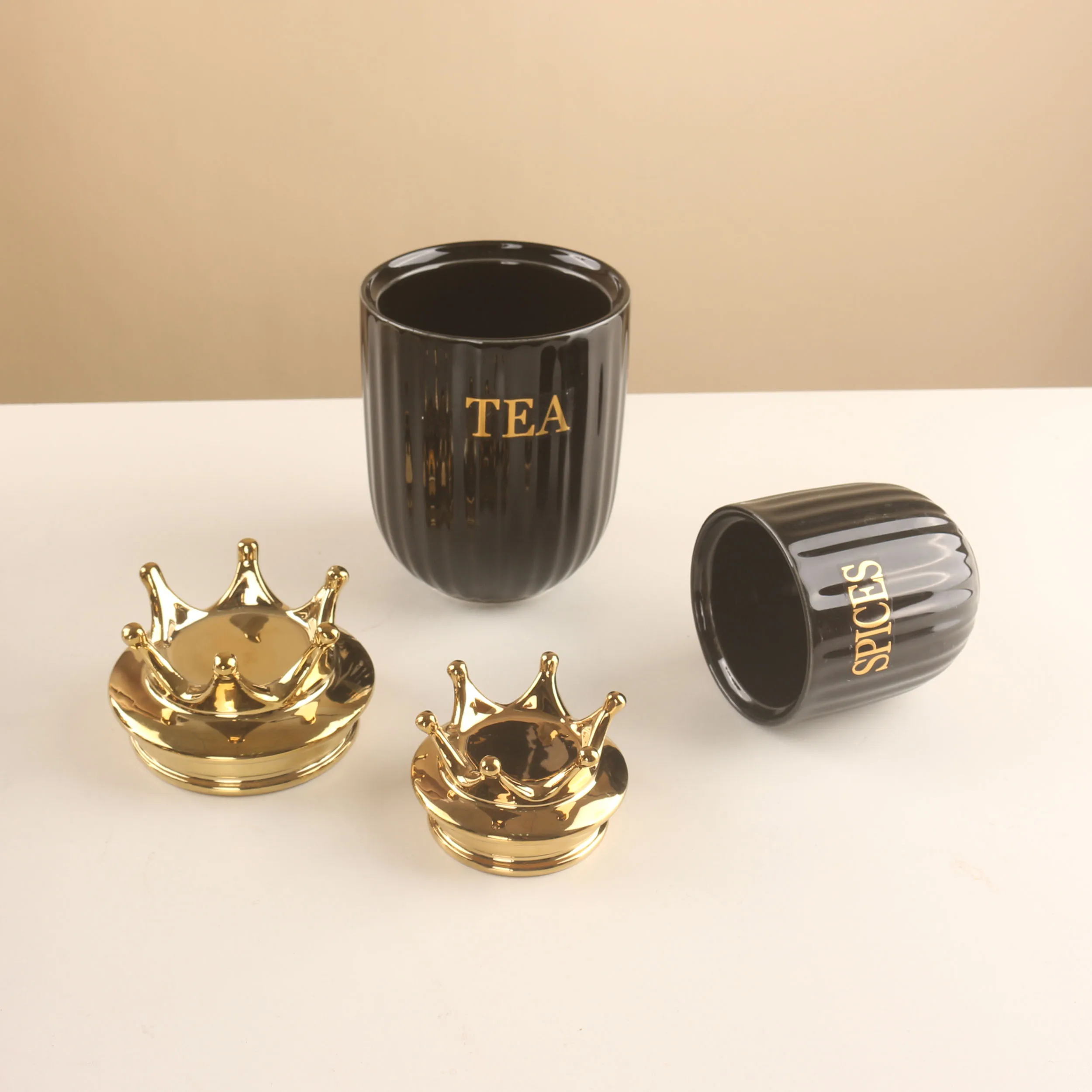 Set of 7 Color Glazed  Ceramic Kitchen Canister Sets Tea Coffee Sugar Canisters Set With Stainless Steel Rack