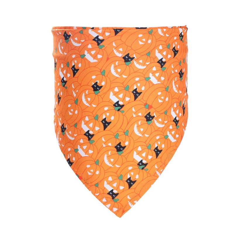 Adjustable Soft Pet Triangle Scarf with Festival Element Pattern Dog Festival Bandana for Christmas, Halloween Thanksgiving