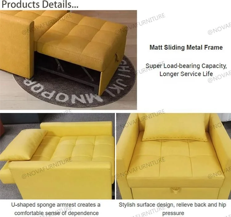 NOVA Modern Divan Sofa Come Bed For Living Room Sofa With Storage Lounger Recliner Couch 2-in-1 Single Sofa Bed Sleeper Chair