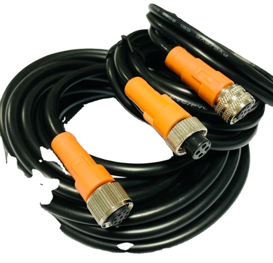 male/female cable assembly PUR PVC shield 8 pin m12 circular connectors