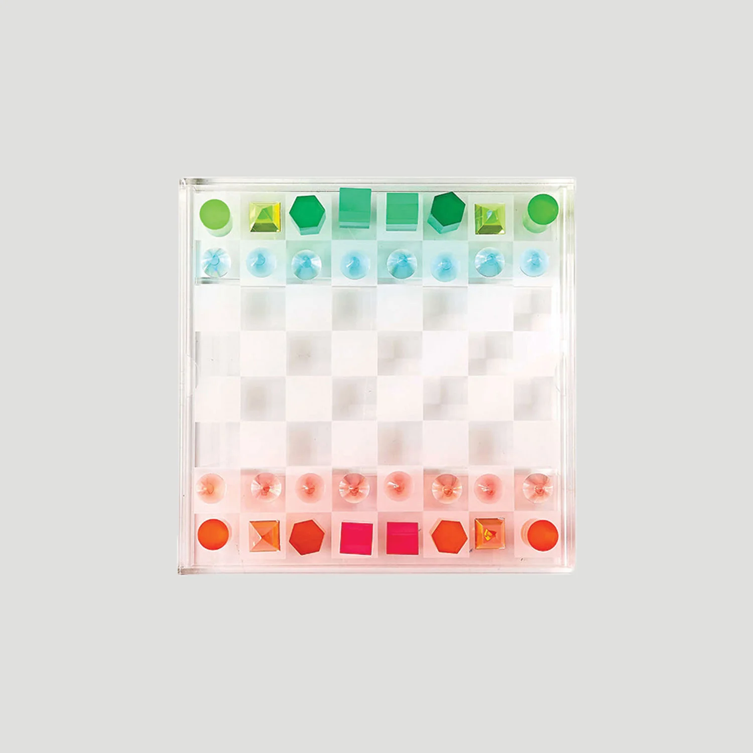 VONVIK Clear Luxury Acrylic Chess Sets Lucite Distinctive Geometric Chess Pieces