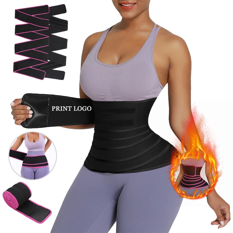 Custom Compression Women Slimming Wraps Belt Plus Size Slimming Waist Sweat Belt Private Label Bandage Tummy Wrap Waist Trainer