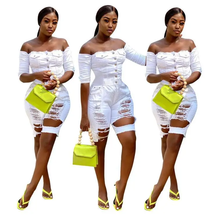 Цельный комплект с открытыми плечами женские брюки джинсовые шорты джинсовый комбинезон