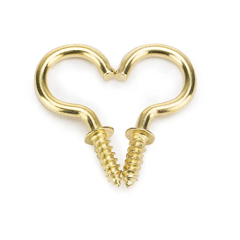 
Carbon Steel Brass Plated Cup Inch Thread Hooks Open End Self Tapping Screw 