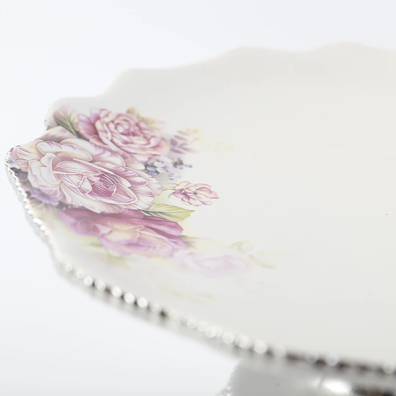 European Nordic Wedding  Cake Stand Silver Edge Afternoon Tea Display Stand Tray