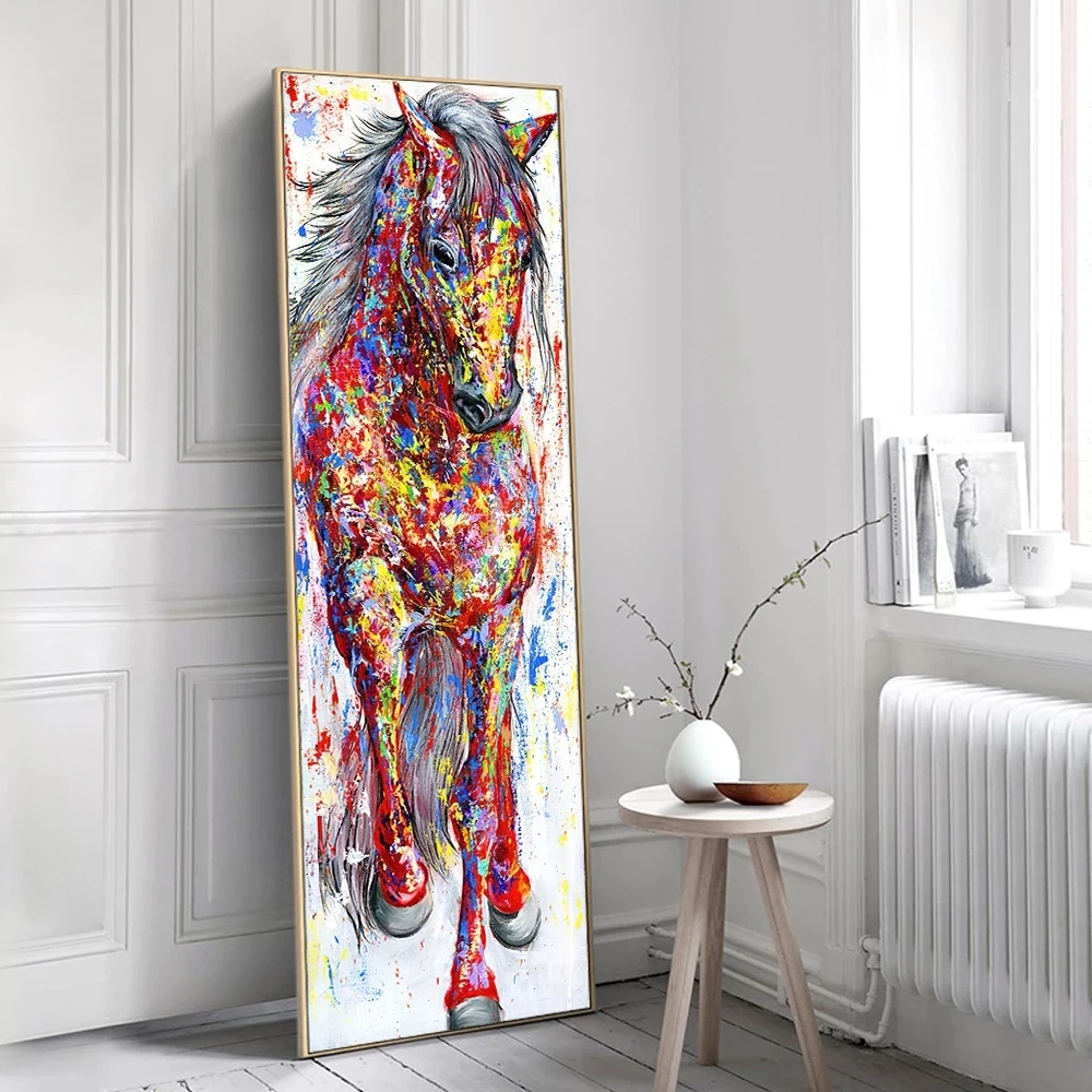 Abstract Portrait Oil Painting Modern Pretty Horses Scene,Office Wall Decoration on Canvas