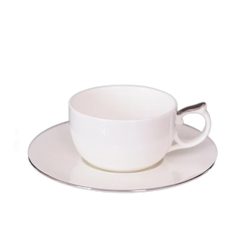 Hotel luxury slap-up gold handle coffee tea mugs 5 oz custom ceramic cups plates factory Coffee Cups And Saucers Set