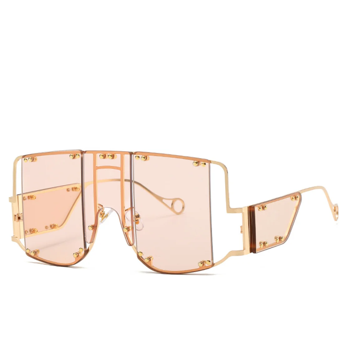 
Drop Shipping New European and American fashion catwalk big frame sunglasses personality rivet trendy sunglasses 