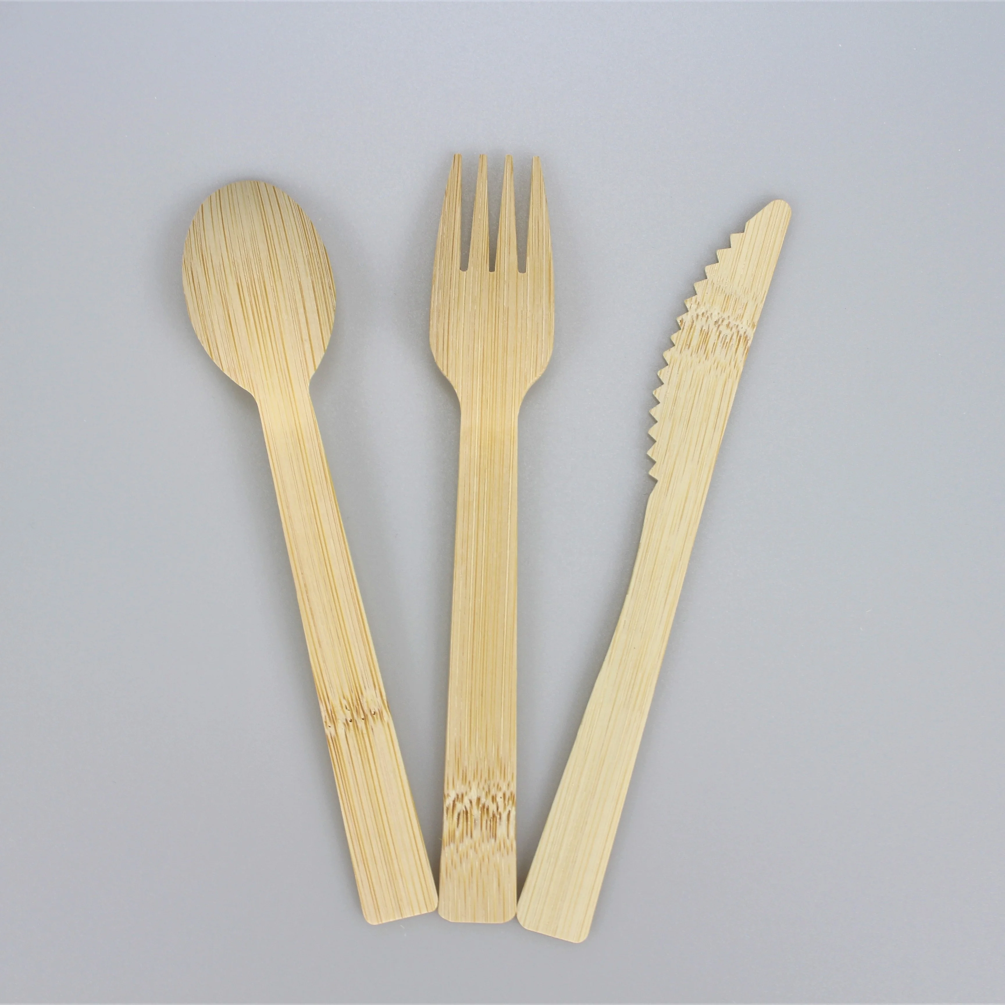 
Amazon Best Seller Bamboo Fork Knife Wholesale Custom LOGO Disposable Bamboo Kitchen Spoon Knife Set Fork Cutlery Flatware 