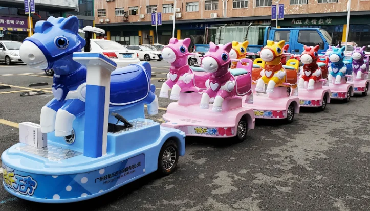HAOJILE Shopping Mall Amusement Park Battery Powered Colorful Horse Carousel Trackless Tour Train  Electric Car