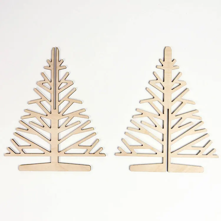 customized plywood laser cut wooden craft in small christmas tree shape