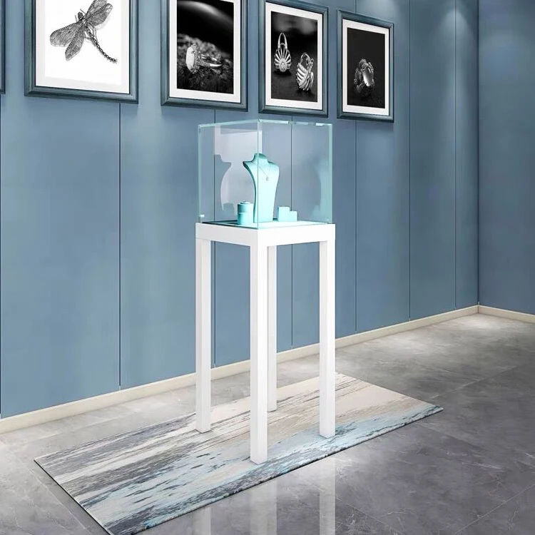 Modern led glass jewellery display counter jewelry kiosk showcase design for shopping mall