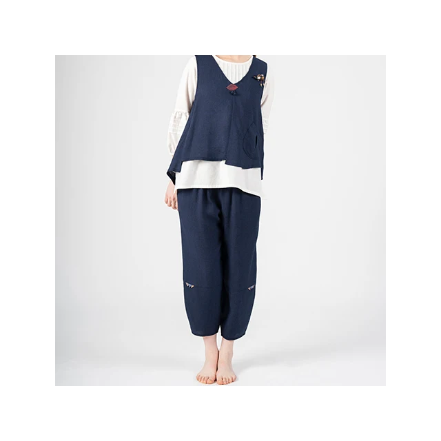 [SUM&SIM] Popular Cheap Price Fashion Print Women Casual Korean Manufactured Custom Knit Top Wear Organic fabric Leaf Vest-Pants