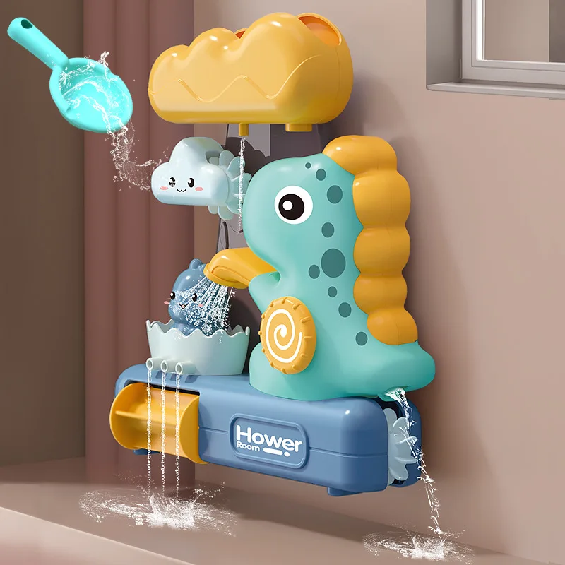 2022 Hot Sale Bathroom Bathtub Rotate Spray Shower Playing Infant Baby Bath Sprinkler Toys Dinosaur Water Shower Bath Toys