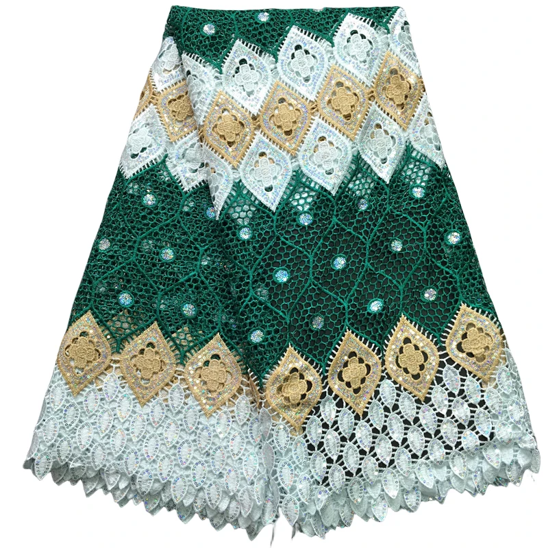 3664/68 Wholesale African Nigerian Sequins Lace Fabric Comfortable Guipure Lace French Cord Lace Fabric For party Wedding