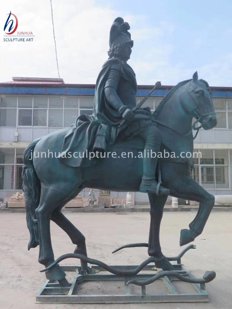Antique Life Size Bronze Roman Soldier Sculpture Napoleon Riding Horse Statue