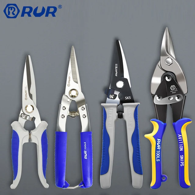 Tinman Snip Shear Scciors Ammonia Treatment Alloy steel straight cut tin snip cutter with handle Tin Snips