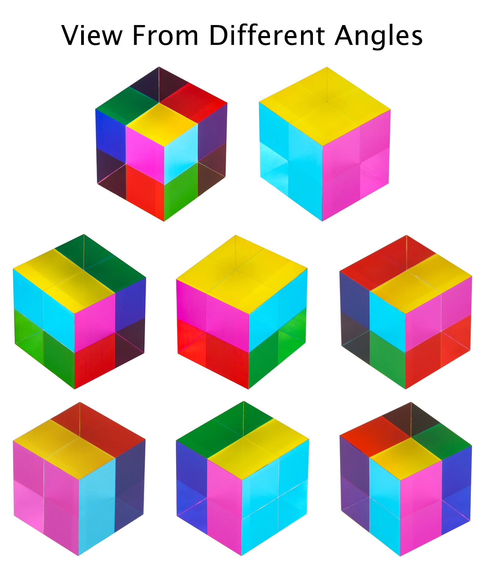 ZhuoChiMall CMY Mixing Color Cube, 40mm (1.57 inch) Acrylic Cube Prism