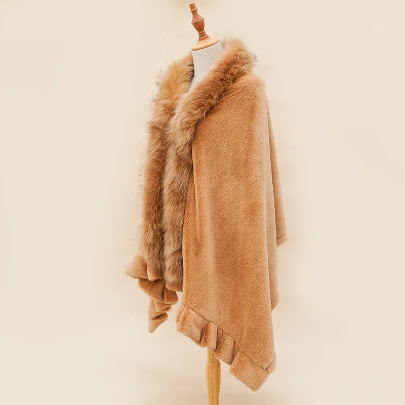 Fashion Elegant White long hair faux fox fur Collar faux Rabbit fur Scarf shawl for Women winter warm