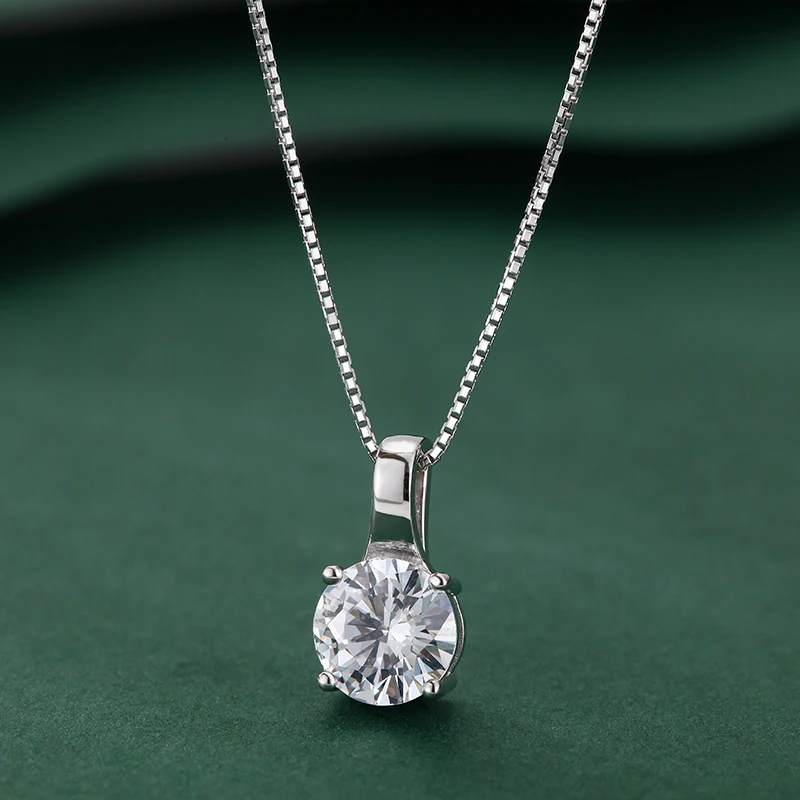 Classic Design 925 Sterling Silver Round 2ct 3ct Solitaire Moissanite D vvs1 Diamond Pendant Women Jewelry Necklace