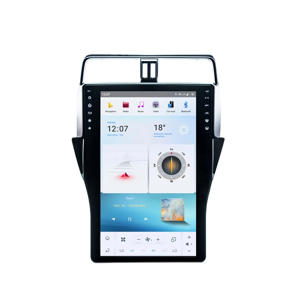 2K 16 inch android 11.0 car video stereo vertical screen dvd player for toyota 2018 Prado car multimedia gps navigation 8/128GB