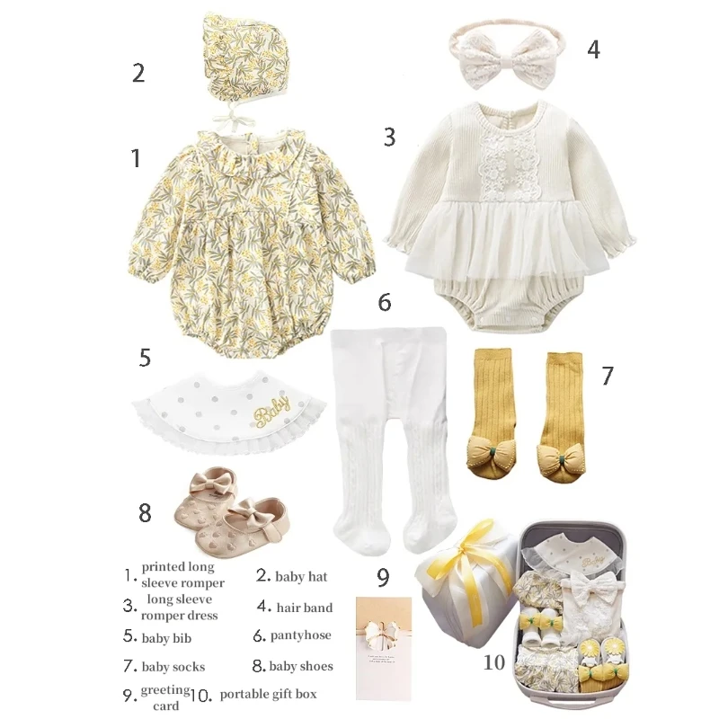 Girls Fashion Oeko-Tex Certified Baju Bayi New Born Cotton Clothing Newborn 0-3 Months Baby Romper Gift Box Sets