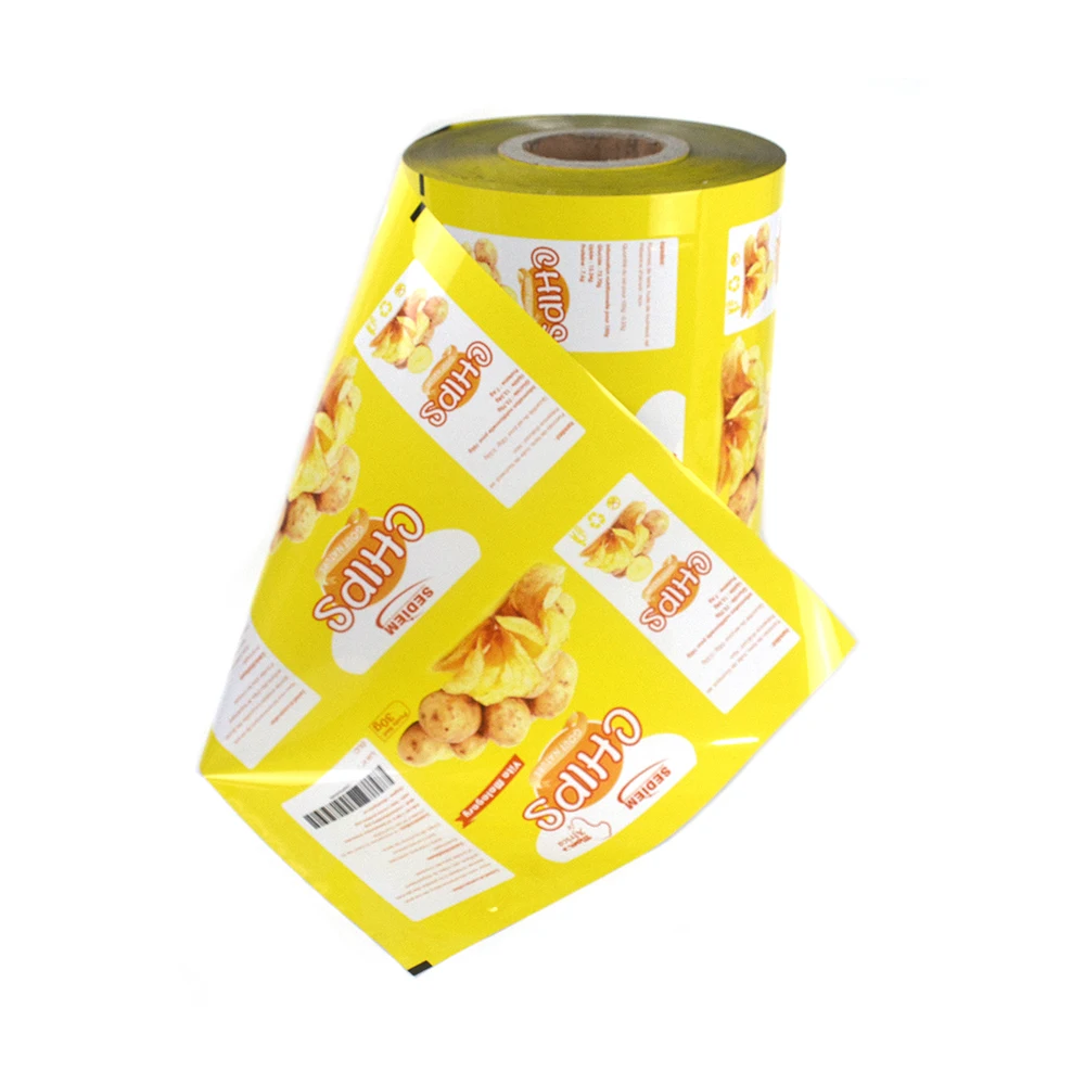 Custom Printed Potato Chips Package Aluminum Foil Food Packaging Film Plastic Laminated Sachet Packing Film Roll For Snack