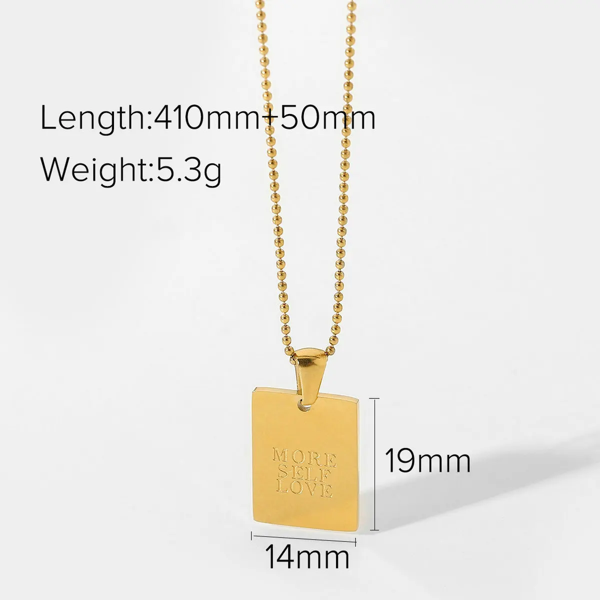 Hot Sale 4 Design Motto Engraved Letter Necklace Square Medallion Inspiration Stainless Steel for Women 18K Gold Plated Chains