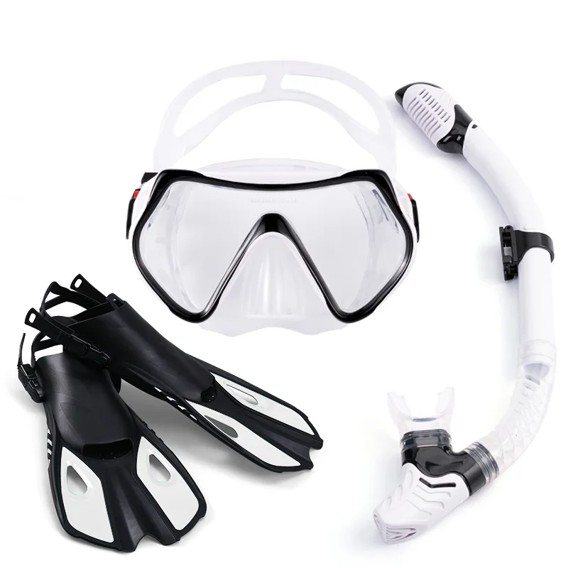 Diving Snorkel Set Silicon Swimming Life Boy Safety Professional Air Floating Goggles Snorkeling Tube Diving Fins Pool