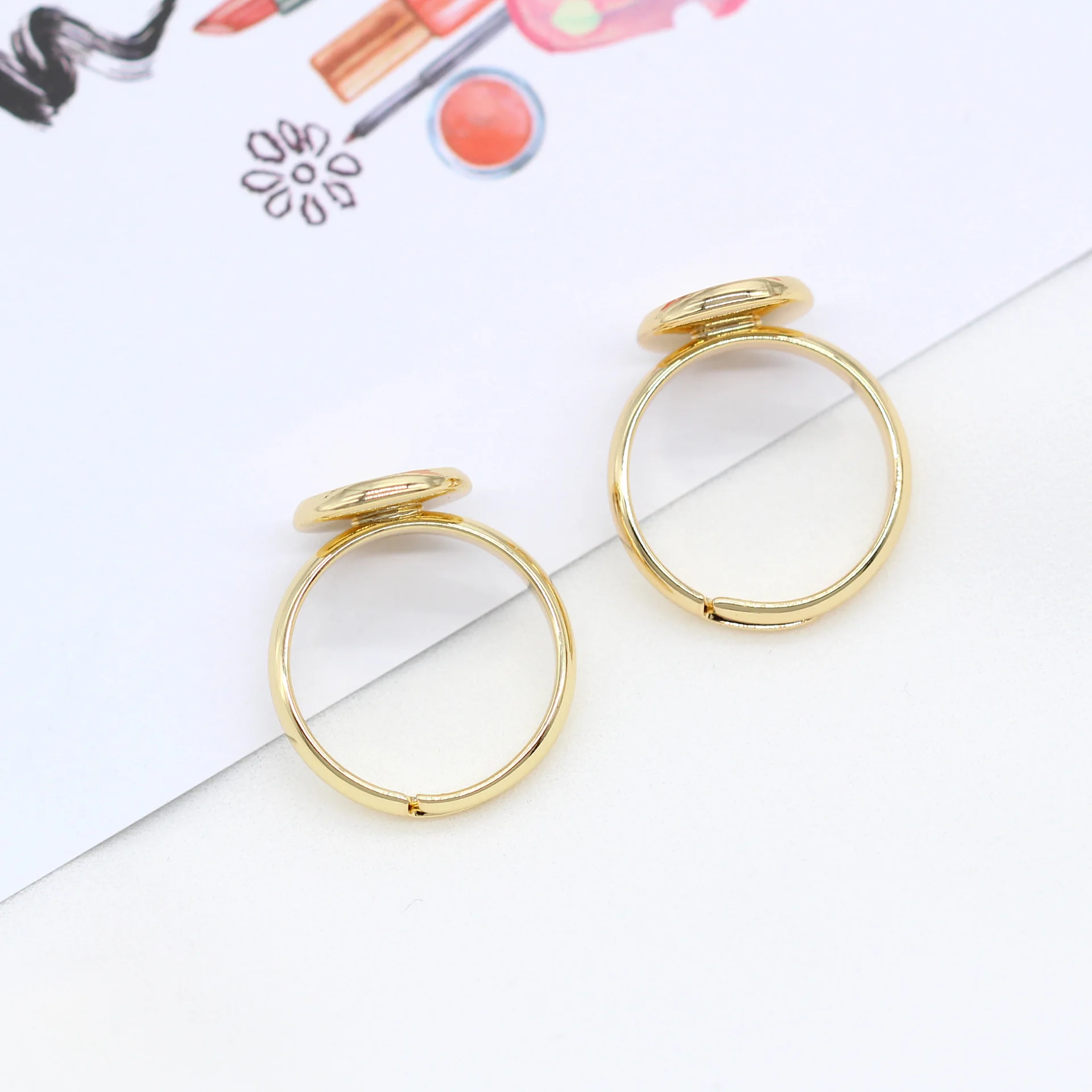 Simple Design 14K Gold Plated Semi Mount Settings with 10mm Base Holder 14K Gold Plated Semi Finished Ring