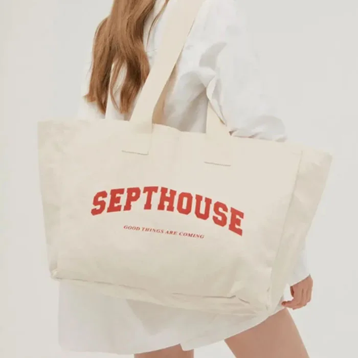 Customized Bolsa De Lona Printed Logo Canvas Fabric Handbag Gift Totebag Blank Reusable Grocery Cotton Canvas Shopping Tote Bags