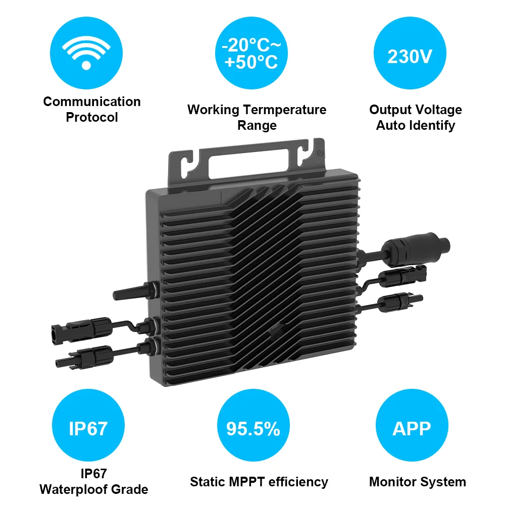Ac Solar Inverter Single Phase Micro-Inverter 12V On Grid Solar Micro Inverter 800W For Roof Mounting Solar Energy System