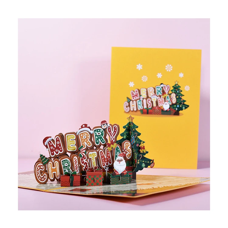 Amazon hot sale handmade 3d pop-up Christmas cards for Christmas paper pop-up greeting cards holiday party gift