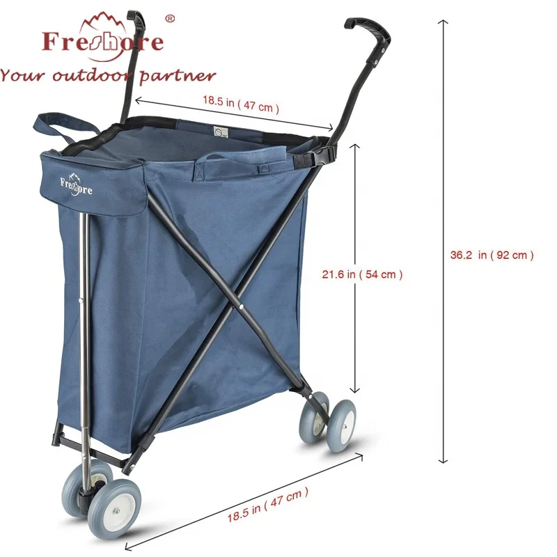 Grocery Shopping Cart with Wheels  Laundry Trolley Carrier with Heavy Duty Flexible Fashion Design