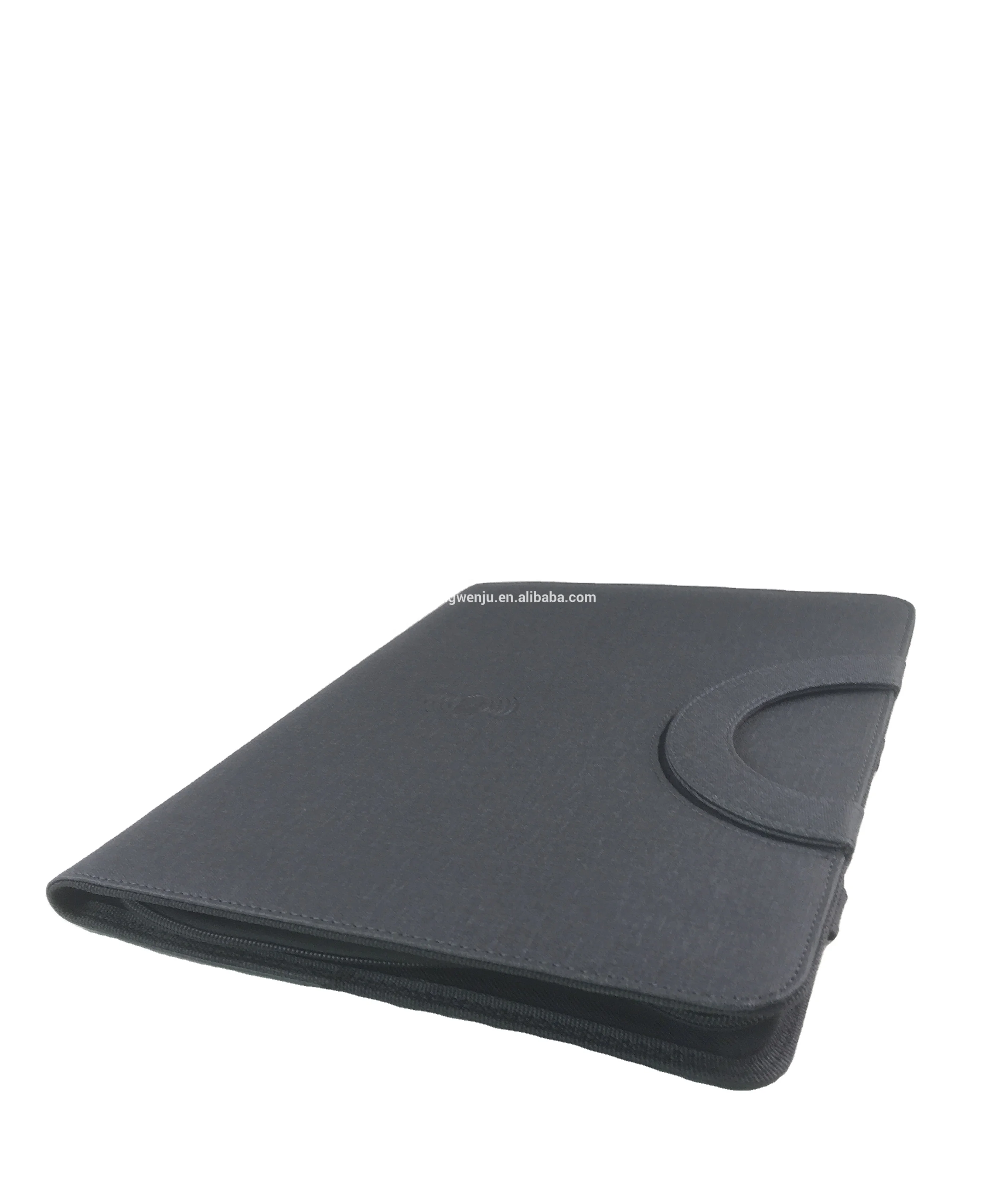 A4 PU leather Wireless Charging hand shank Business Portfolio with powerbank
