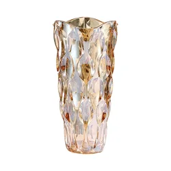 Factory Supply Home Decoration Modern Multi Colored Flower Vase Diamond Shaped Clear Glass Vase