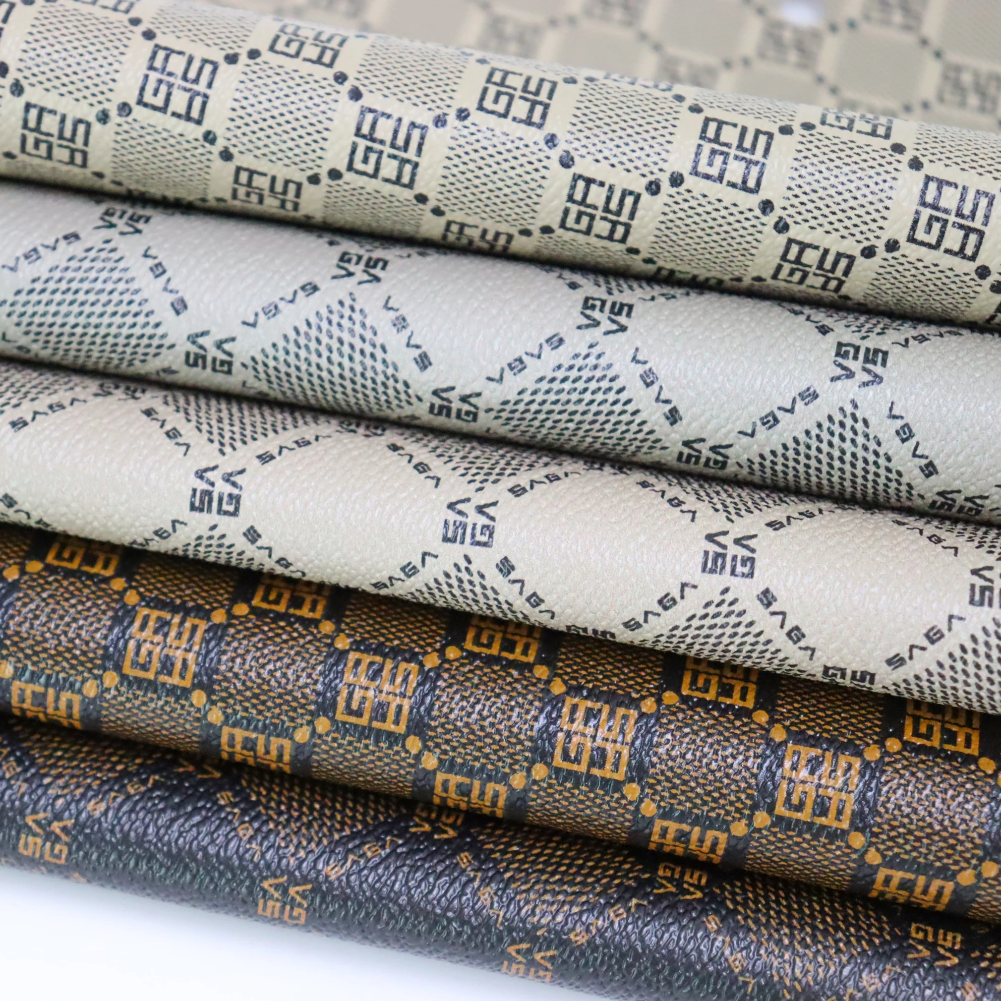 Custom Printed Microfiber Designer Leather Fabric Vegan Leather Rolls Pvc Synthetic Faux Leather