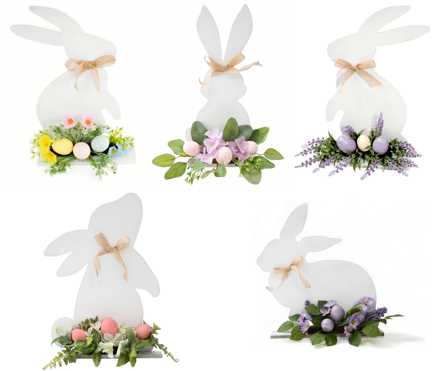 16 Inch Wooden Decor Standing Bunny With Easter Eggs Flowers Table Rabbit Crafts Ornaments