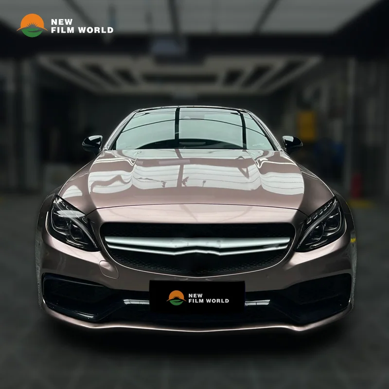 PET Gloss Metallic Deep Pink Car Wrap Film car wrapping film vinyl Stickers High Glossy car wrap vinyl film