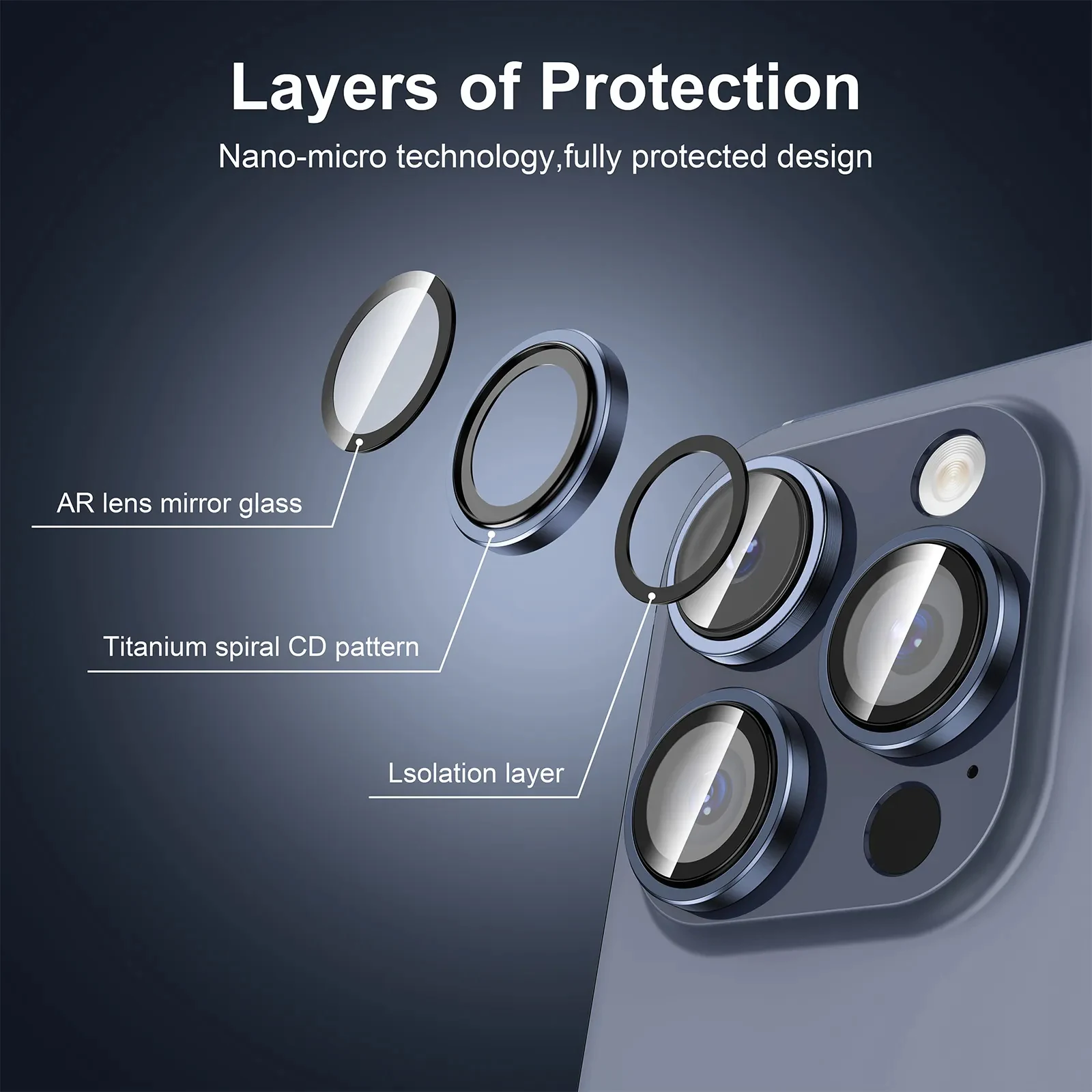 For iPhone 13 14 15 Camera Lens Protector Tempered Glass Camera Lens Protective Cover for iPhone 14 15 Pro Max